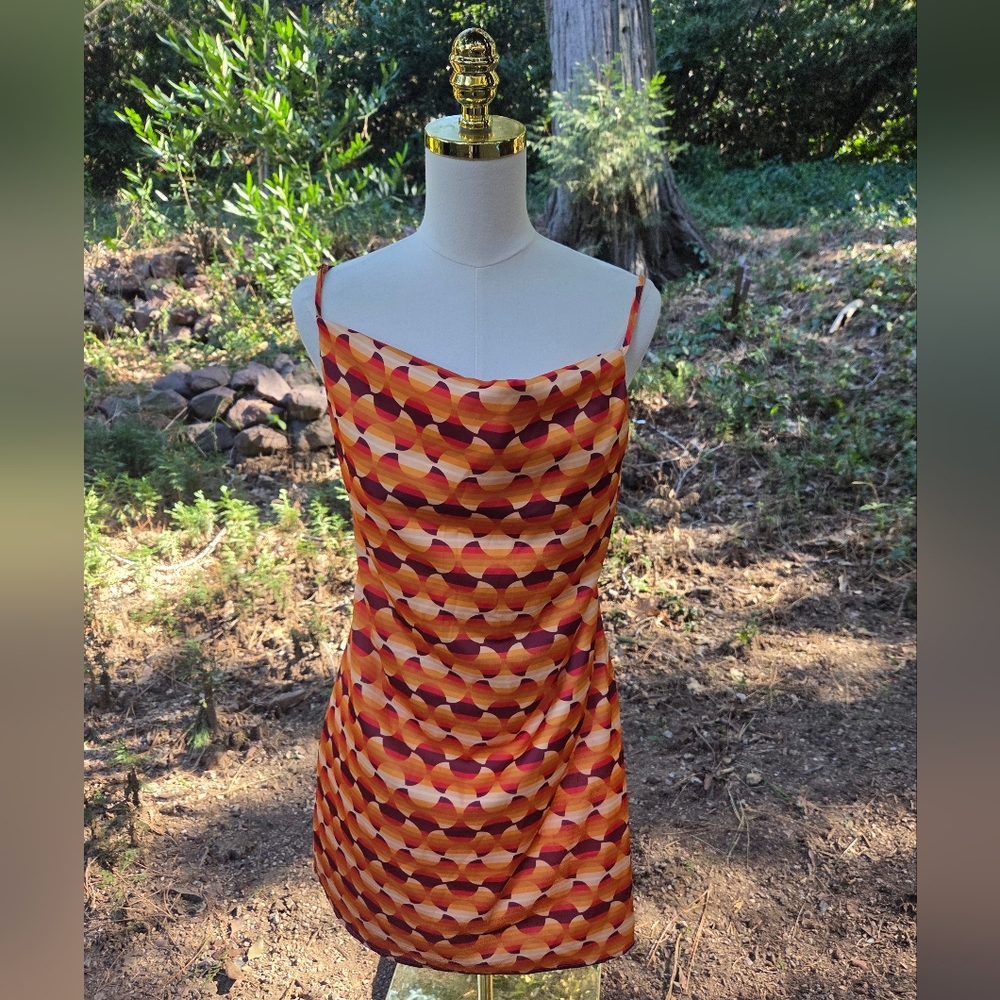 Urban Outfitters NWT 70s Retro Style Geometric Patterned Orange Dress